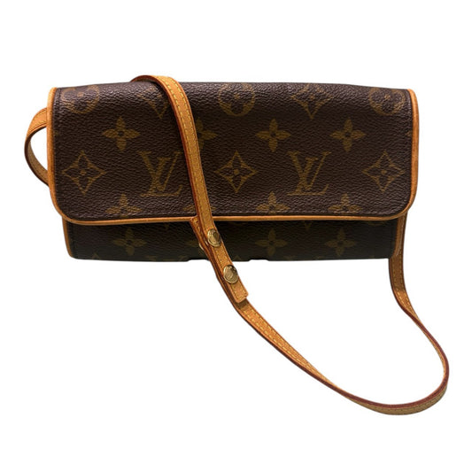 LOUIS VUITTON ルイヴィトン モノグラム ポシェット ツインPM ブラウン PVC / レザー M51854 ショルダーバッグ レディース AB