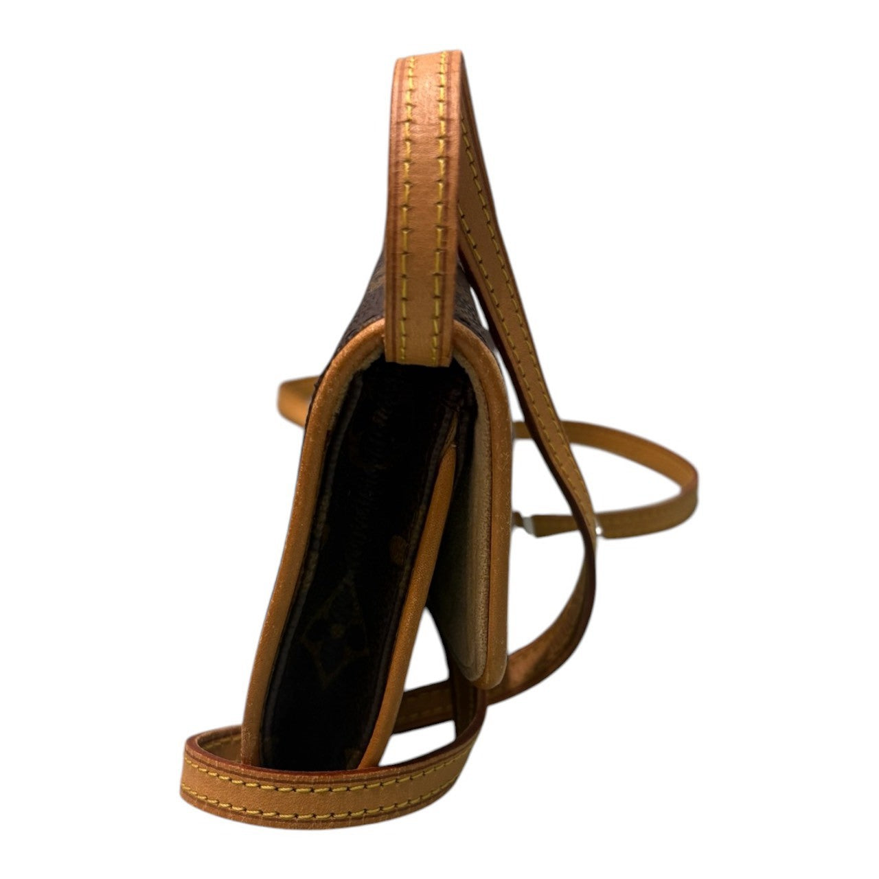 LOUIS VUITTON ルイヴィトン モノグラム ポシェット ツインPM ブラウン PVC / レザー M51854 ショルダーバッグ レディース AB