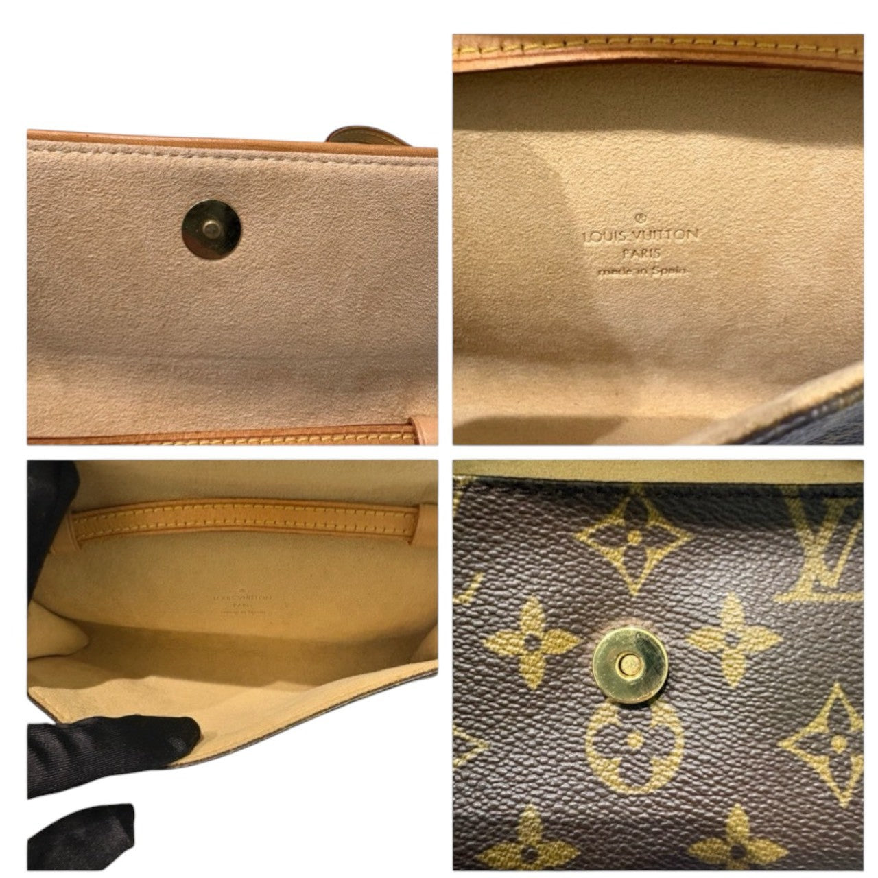 LOUIS VUITTON ルイヴィトン モノグラム ポシェット ツインPM ブラウン PVC / レザー M51854 ショルダーバッグ レディース AB