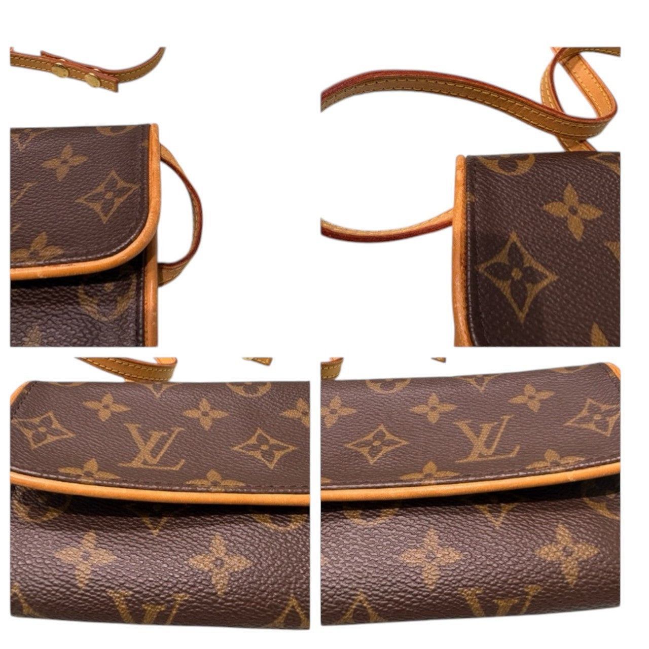 LOUIS VUITTON ルイヴィトン モノグラム ポシェット ツインPM ブラウン PVC / レザー M51854 ショルダーバッグ レディース AB