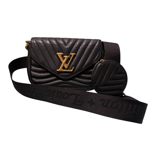 LOUIS VUITTON ルイヴィトン キルティングレザー ニューウェーブ ミュルティ ポシェット ブラック レザー M56461 ショルダーバッグ レディース AB