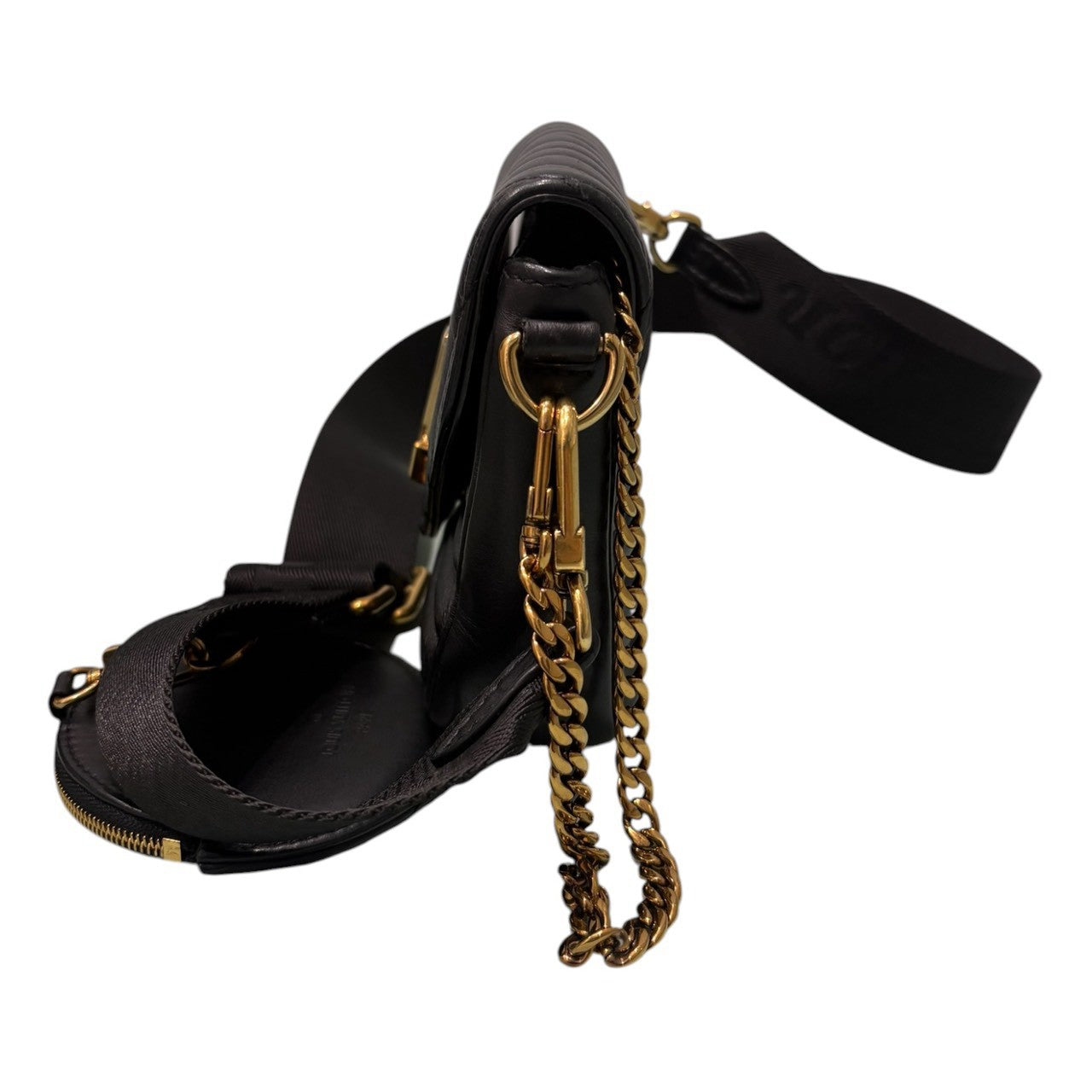 LOUIS VUITTON ルイヴィトン キルティングレザー ニューウェーブ ミュルティ ポシェット ブラック レザー M56461 ショルダーバッグ レディース AB