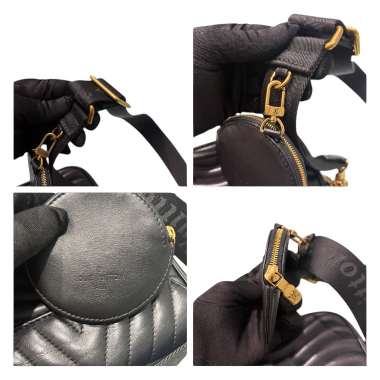 LOUIS VUITTON ルイヴィトン キルティングレザー ニューウェーブ ミュルティ ポシェット ブラック レザー M56461 ショルダーバッグ レディース AB