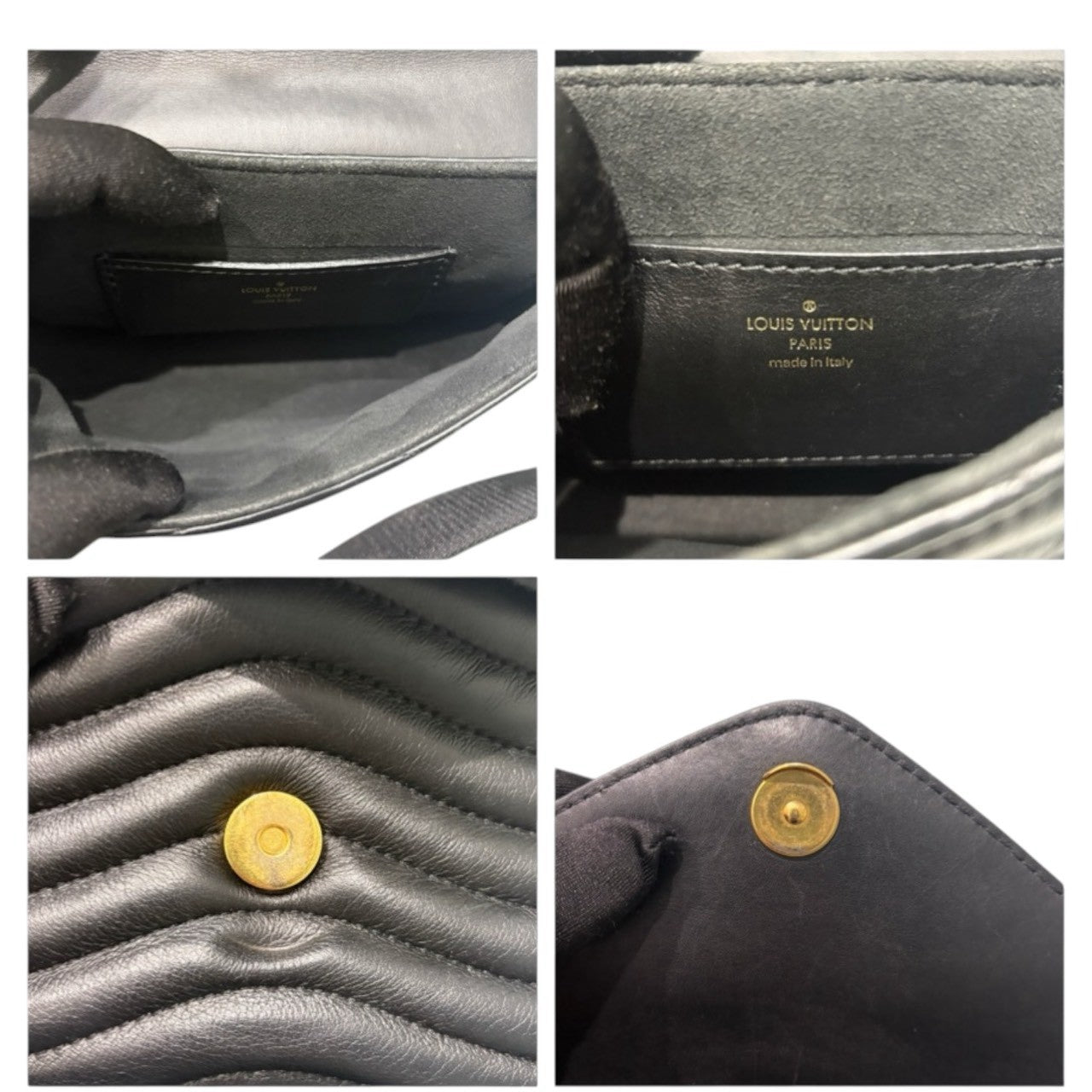 LOUIS VUITTON ルイヴィトン キルティングレザー ニューウェーブ ミュルティ ポシェット ブラック レザー M56461 ショルダーバッグ レディース AB