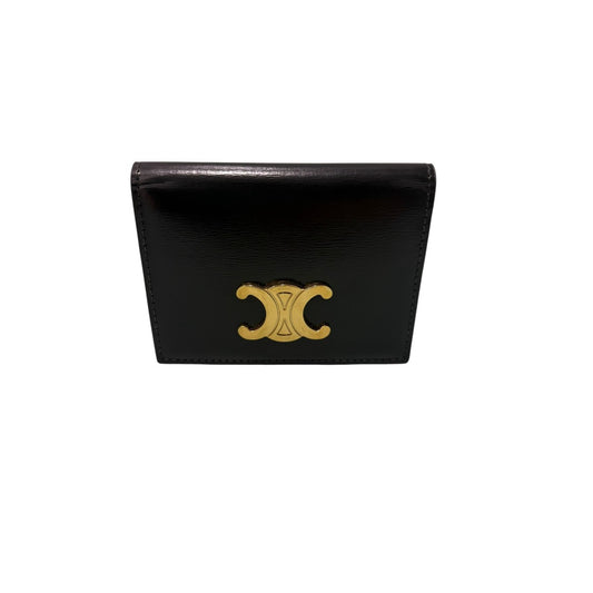 CELINE セリーヌ トリオンフ ブラック ゴールド金具 レザー 10P353DPV カードケース レディース A