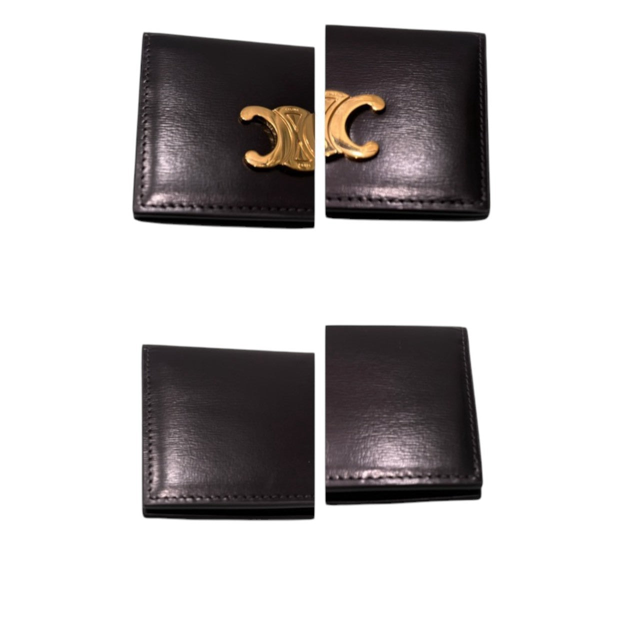 CELINE セリーヌ トリオンフ ブラック ゴールド金具 レザー 10P353DPV カードケース レディース A