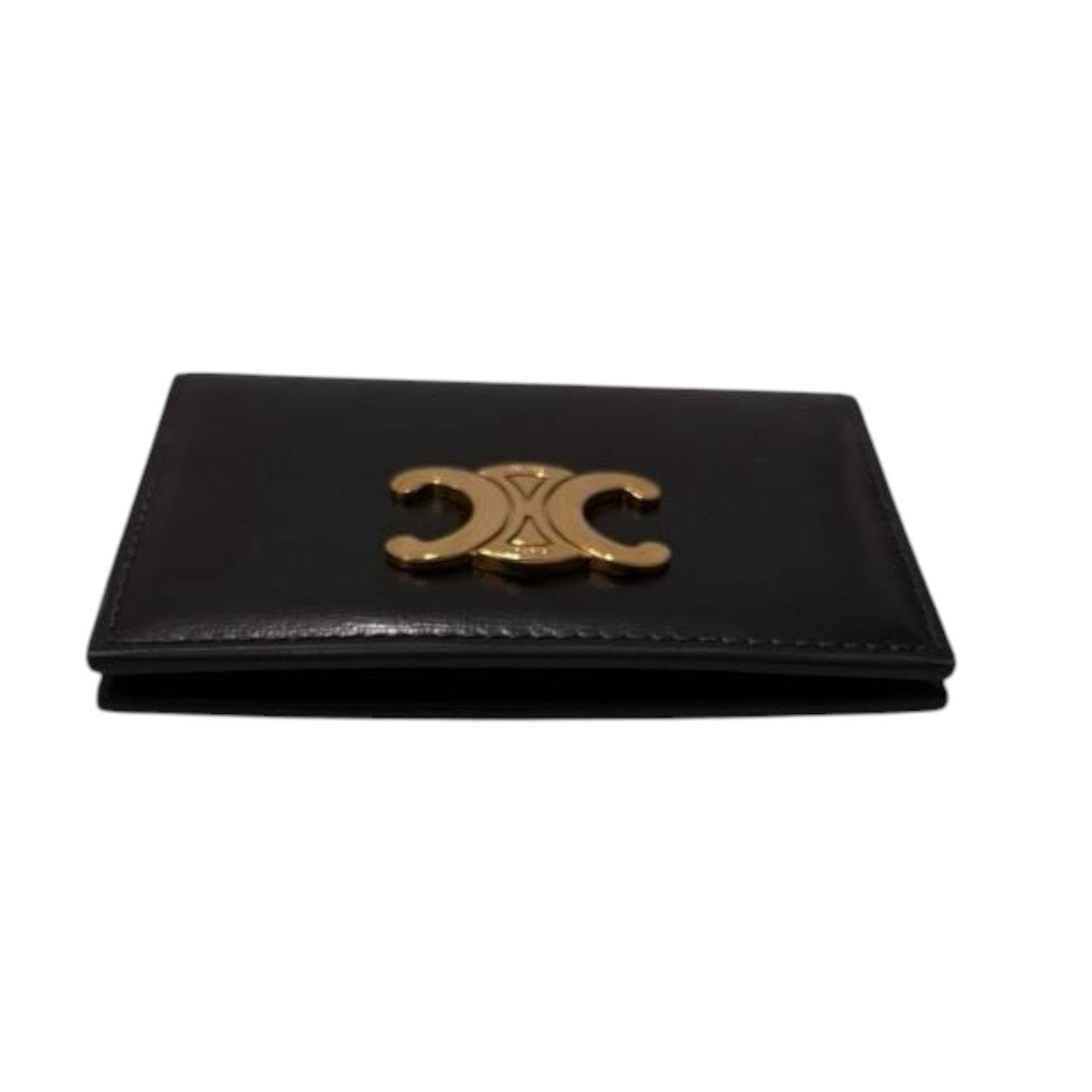 CELINE セリーヌ トリオンフ ブラック ゴールド金具 レザー 10P353DPV カードケース レディース A