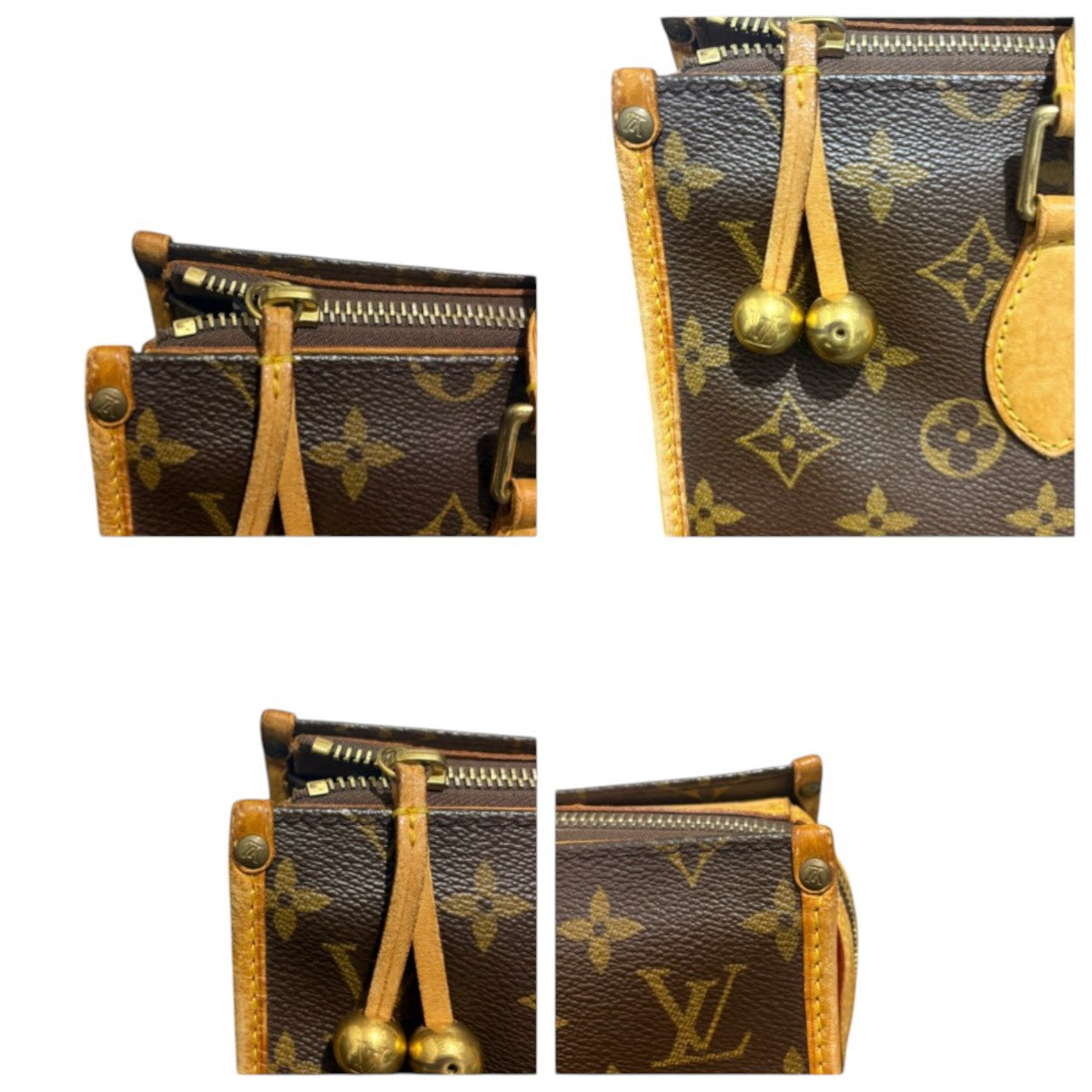 LOUIS VUITTON ルイヴィトン モノグラム ポパンクール ブラウン レザー M40009 ハンドバッグ レディース AB