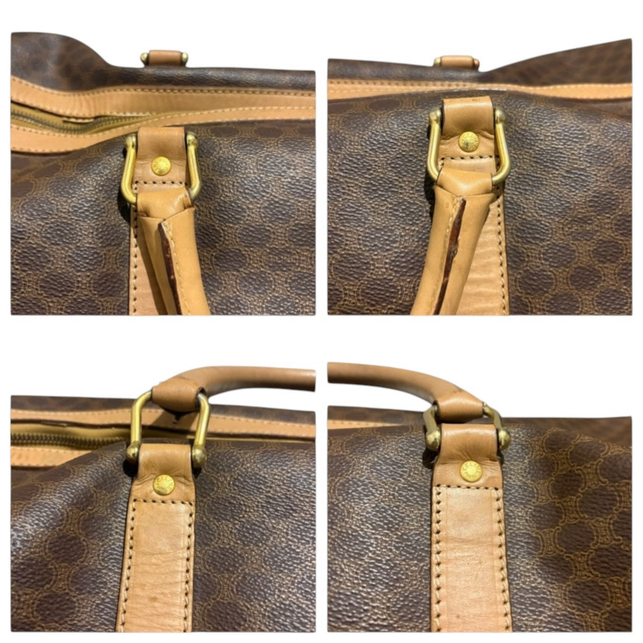 CELINE セリーヌ マカダム ブラウン PVC / レザー JM13 ボストンバッグ レディース B