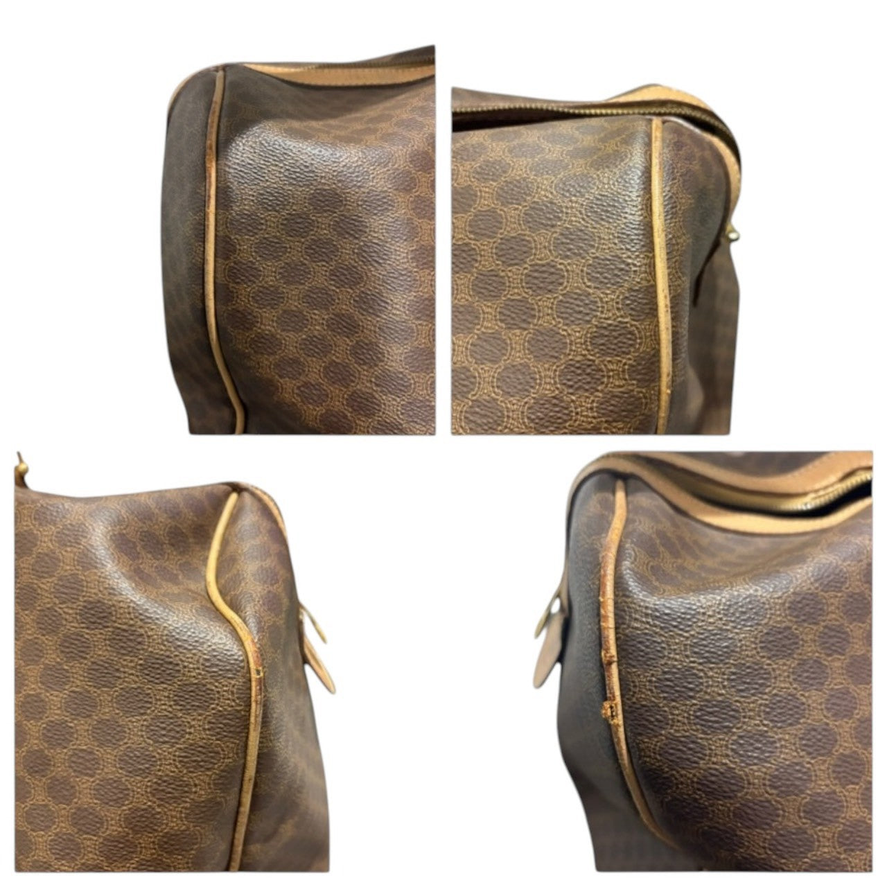 CELINE セリーヌ マカダム ブラウン PVC / レザー JM13 ボストンバッグ レディース B
