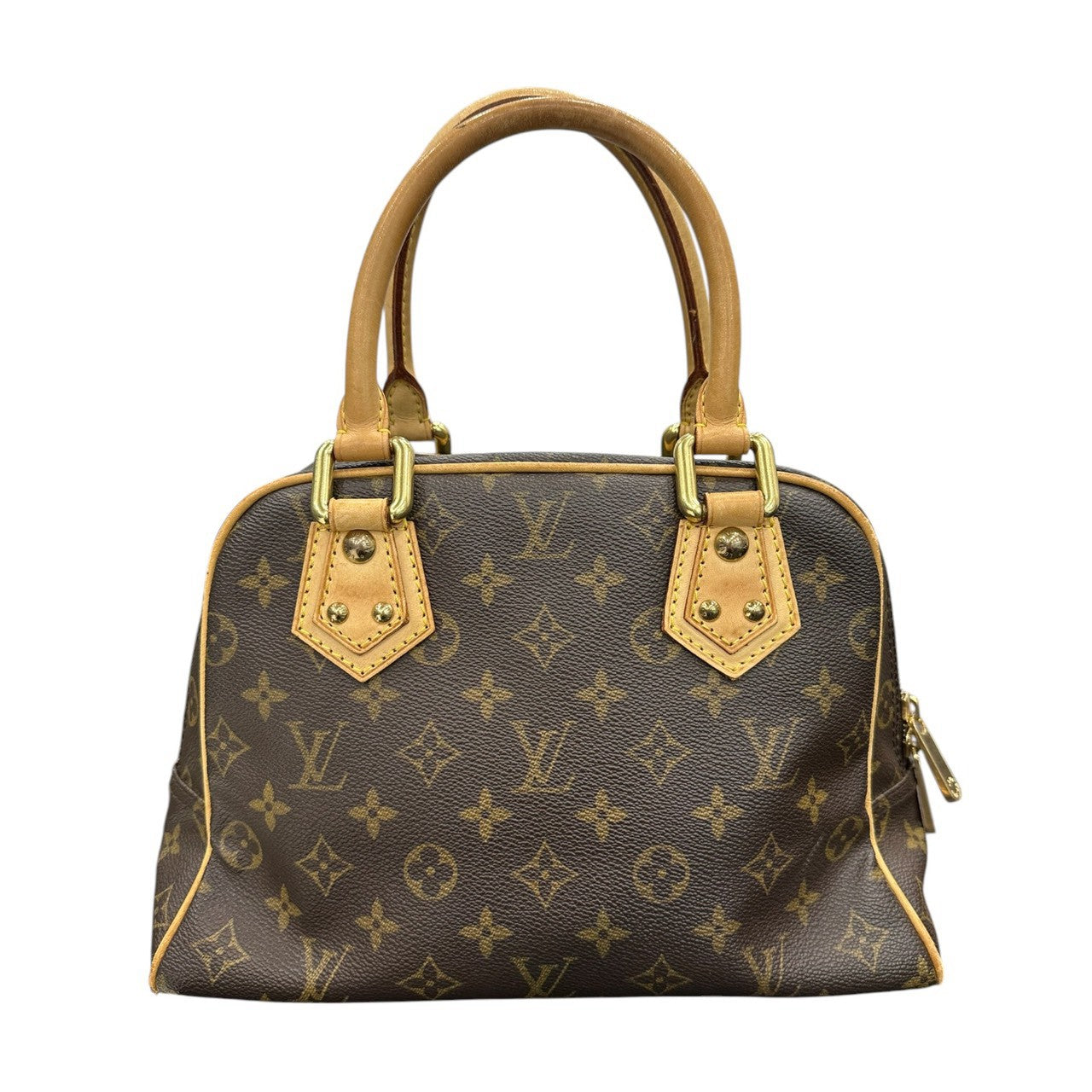 LOUIS VUITTON ルイヴィトン モノグラム マンハッタンPM ブラウン ゴールド金具 PVC / レザー M40026 ハンドバッグ レディース AB