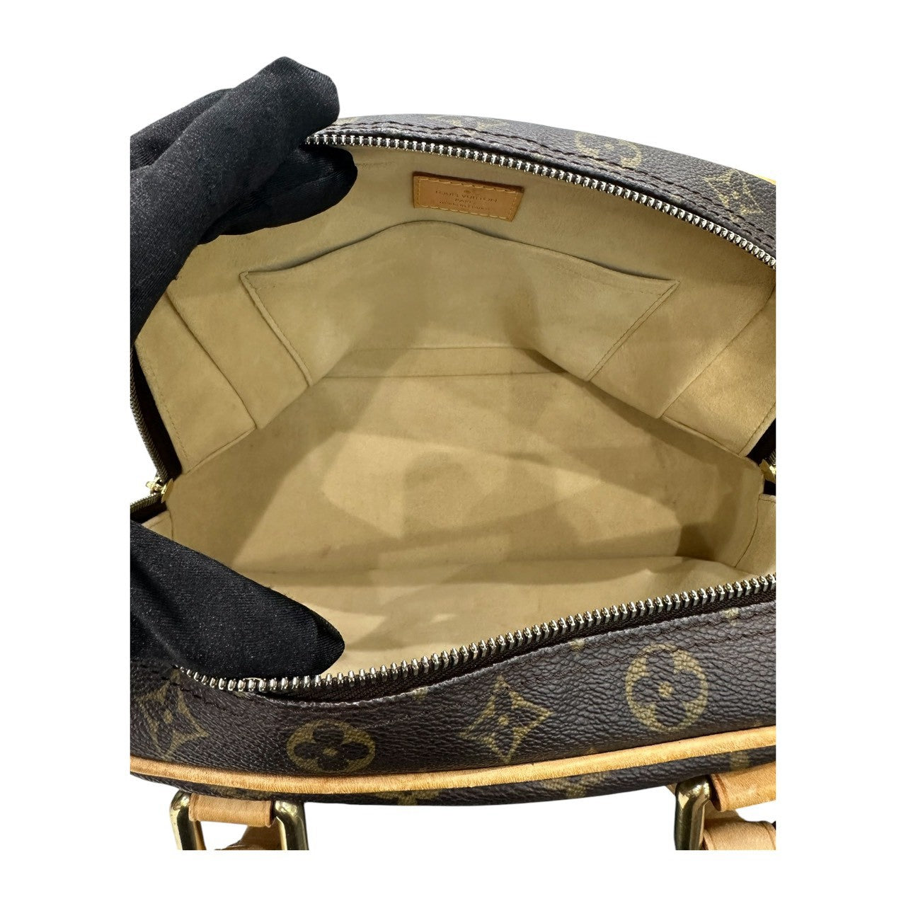 LOUIS VUITTON ルイヴィトン モノグラム マンハッタンPM ブラウン ゴールド金具 PVC / レザー M40026 ハンドバッグ レディース AB