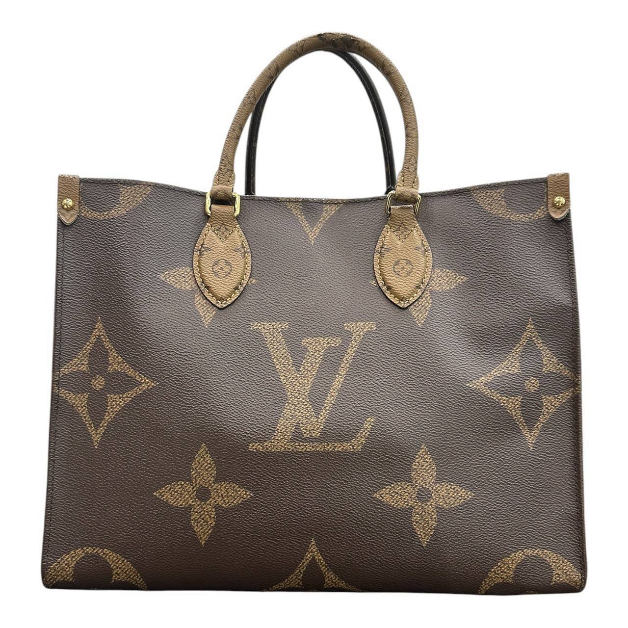 LOUIS VUITTON ルイヴィトン モノグラム オンザゴーMM ブラウン レザー M45321 トートバッグ レディース AB