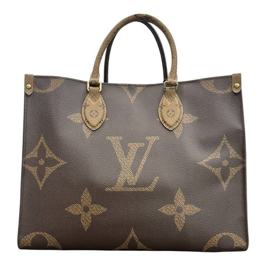 LOUIS VUITTON ルイヴィトン モノグラム オンザゴーMM ブラウン レザー M45321 トートバッグ レディース AB