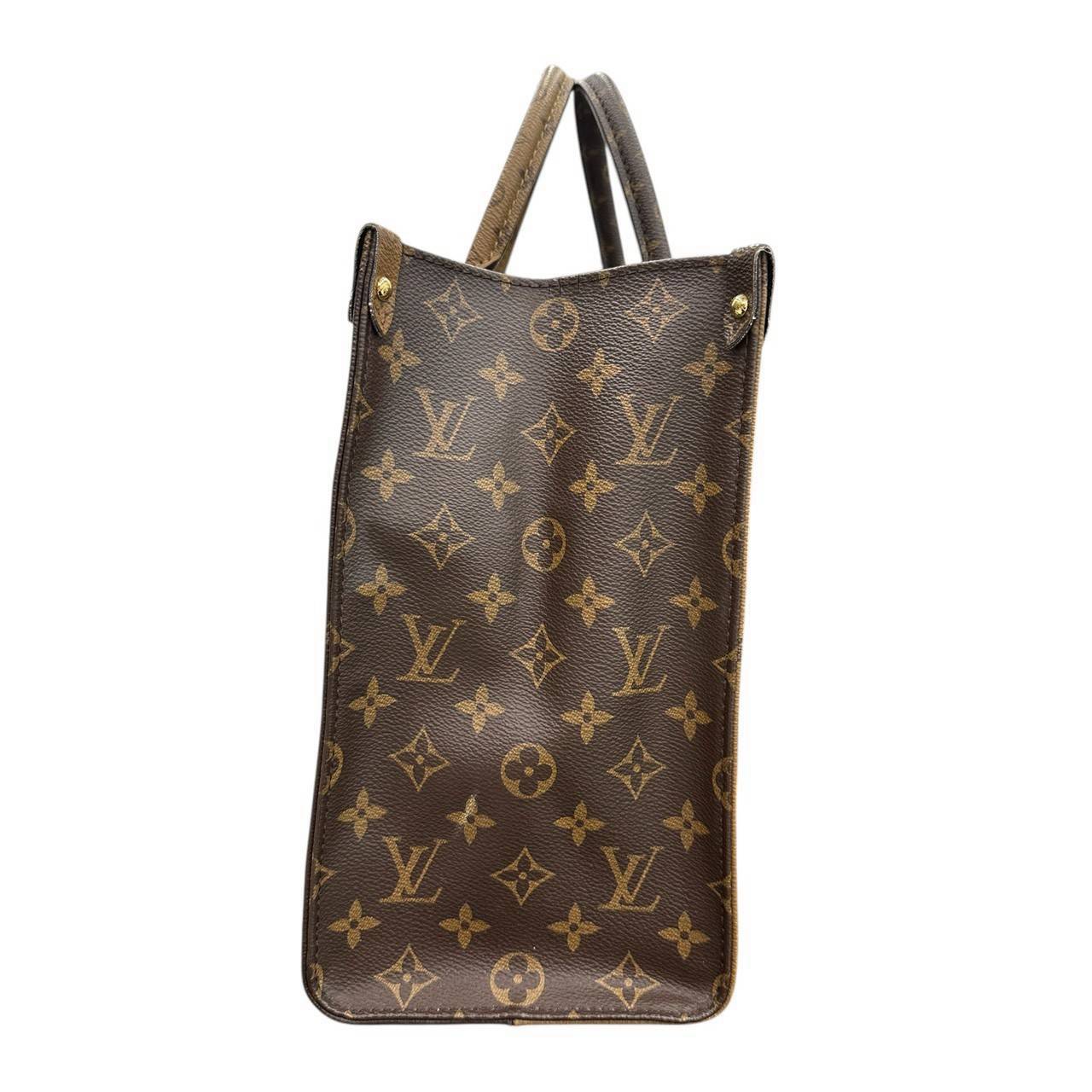LOUIS VUITTON ルイヴィトン モノグラム オンザゴーMM ブラウン レザー M45321 トートバッグ レディース AB