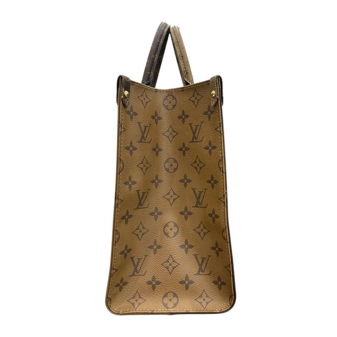 LOUIS VUITTON ルイヴィトン モノグラム オンザゴーMM ブラウン レザー M45321 トートバッグ レディース AB
