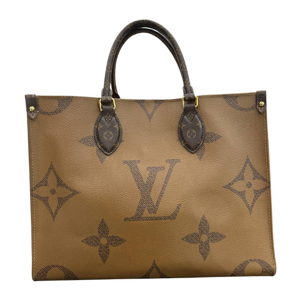LOUIS VUITTON ルイヴィトン モノグラム オンザゴーMM ブラウン レザー M45321 トートバッグ レディース AB