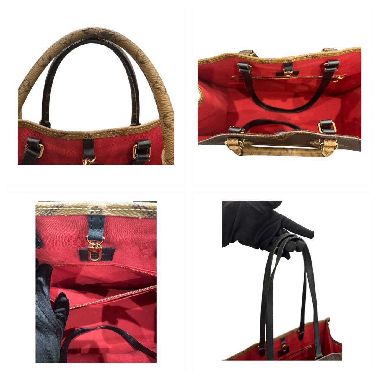 LOUIS VUITTON ルイヴィトン モノグラム オンザゴーMM ブラウン レザー M45321 トートバッグ レディース AB