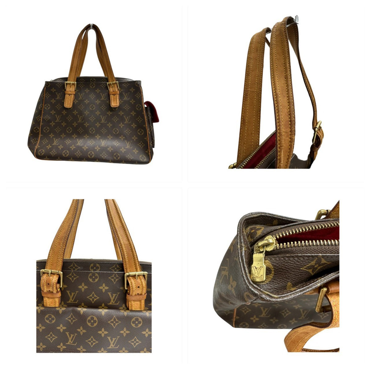 LOUIS VUITTON ルイヴィトン モノグラム ブラウン ゴールド金具 PVC / レザー トートバッグ レディース AB