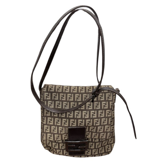 FENDI フェンディ ズッキーノ ブラウン シルバー金具 キャンバス / レザー 8BT075 ポシェット レディース ABP