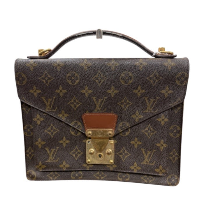 LOUIS VUITTON ルイヴィトン モノグラム ブラウン ゴールド金具 PVC / レザー M51185 ハンドバッグ メンズ AB