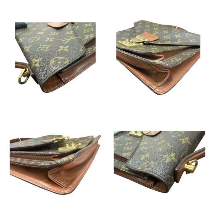 LOUIS VUITTON ルイヴィトン モノグラム ブラウン ゴールド金具 PVC / レザー M51185 ハンドバッグ メンズ AB