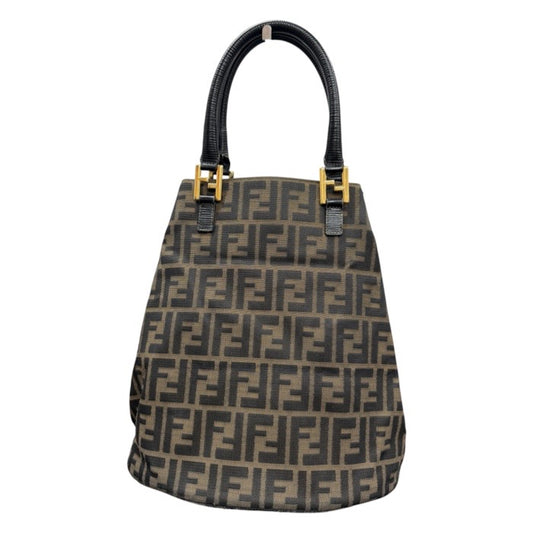 FENDI フェンディ ヴィンテージ ズッカ ブラウン ゴールド金具 キャンバス / レザー トートバッグ レディース AB