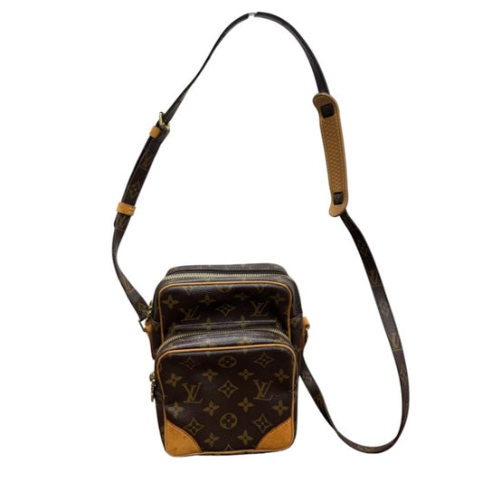 LOUIS VUITTON ルイヴィトン モノグラム ブラウン ゴールド金具 PVC / レザー ショルダーバッグ レディース A