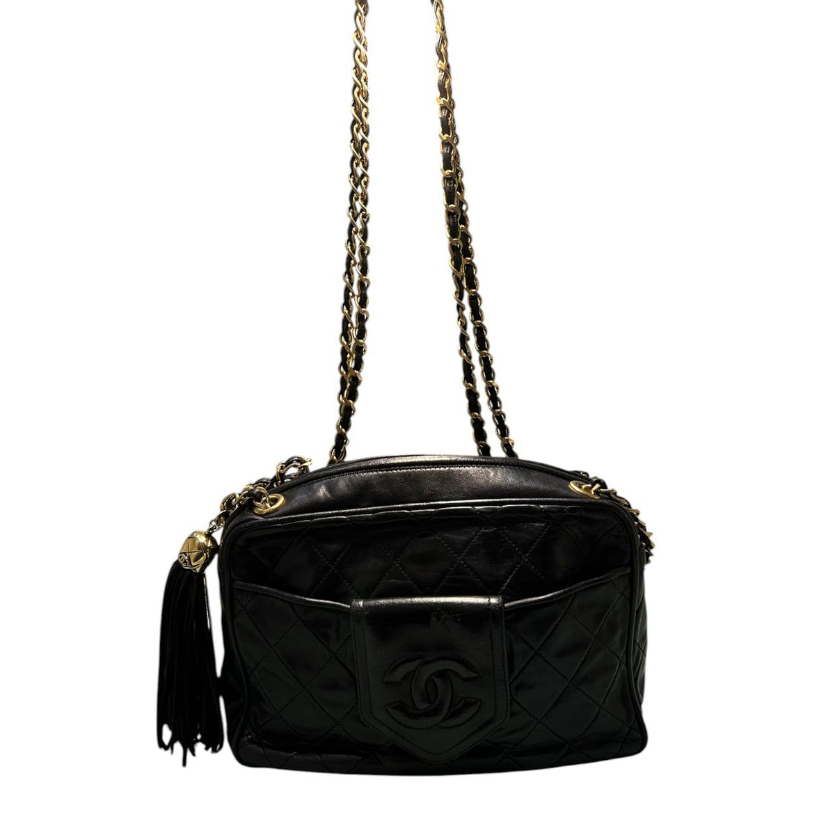 CHANEL シャネル ラムスキン ブラック ラムスキン ショルダーバッグ レディース AB