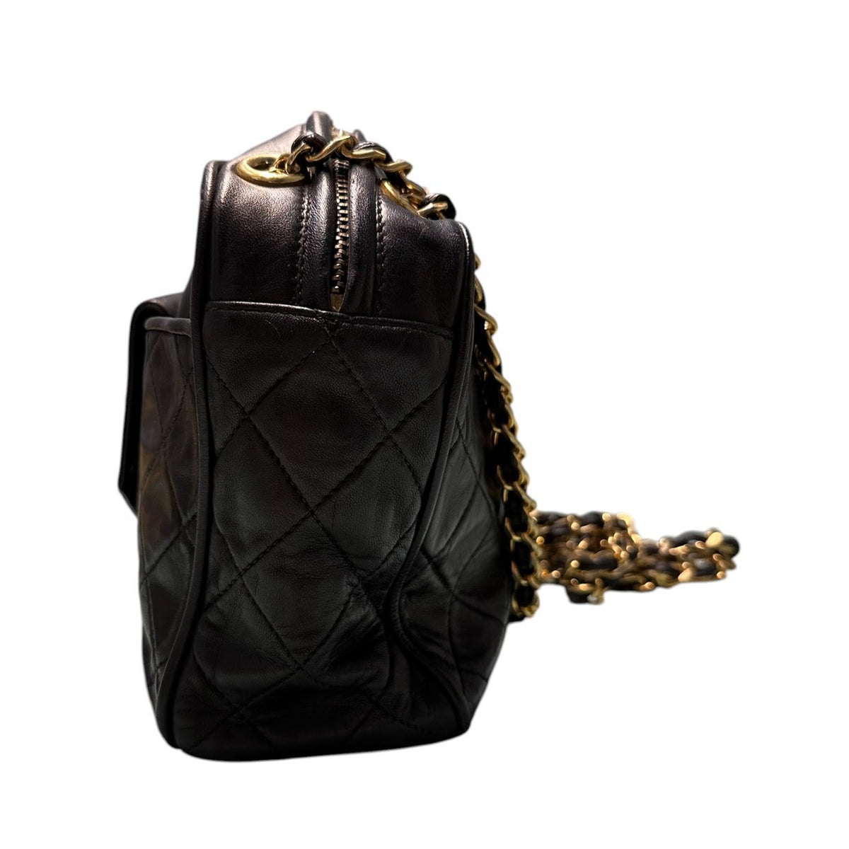 CHANEL シャネル ラムスキン ブラック ラムスキン ショルダーバッグ レディース AB