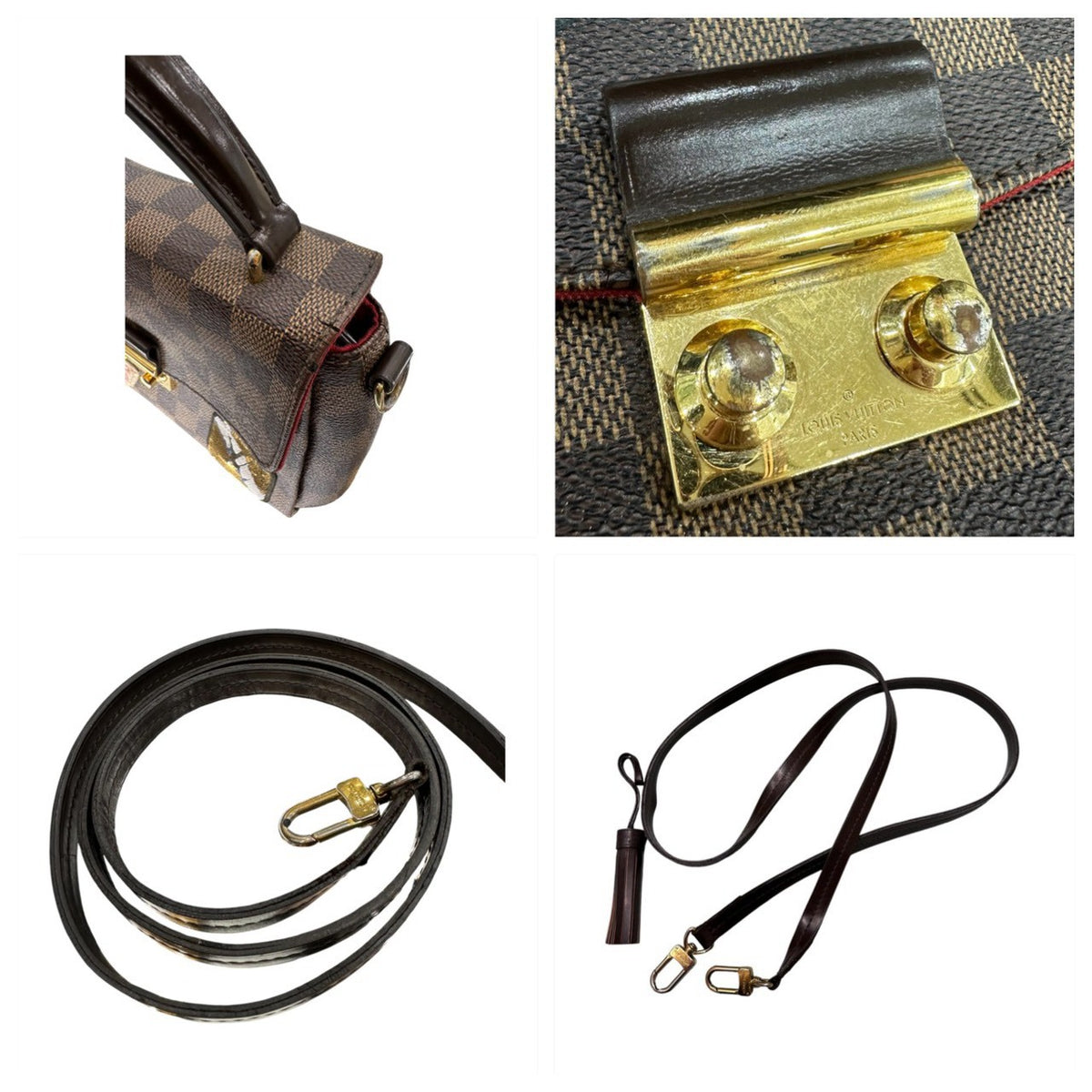 LOUIS VUITTON ルイヴィトン ダミエ クロワゼット ブラウン ゴールド金具 PVC N40055 ハンドバッグ ショルダーバッグ レディース AB