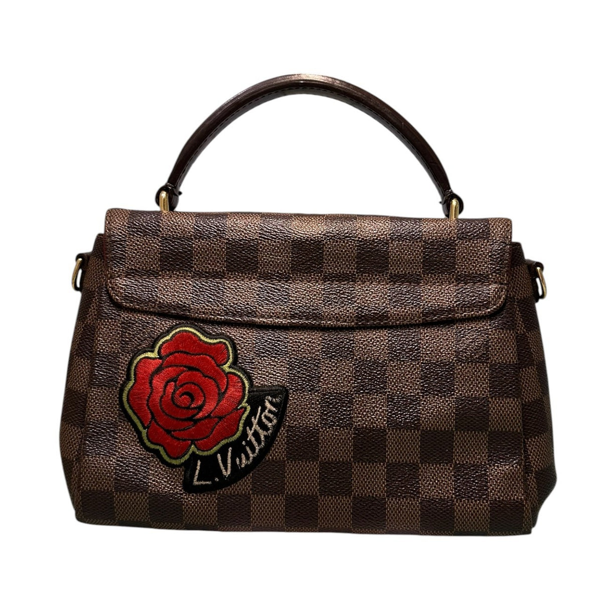 LOUIS VUITTON ルイヴィトン ダミエ クロワゼット ブラウン ゴールド金具 PVC N40055 ハンドバッグ ショルダーバッグ レディース AB