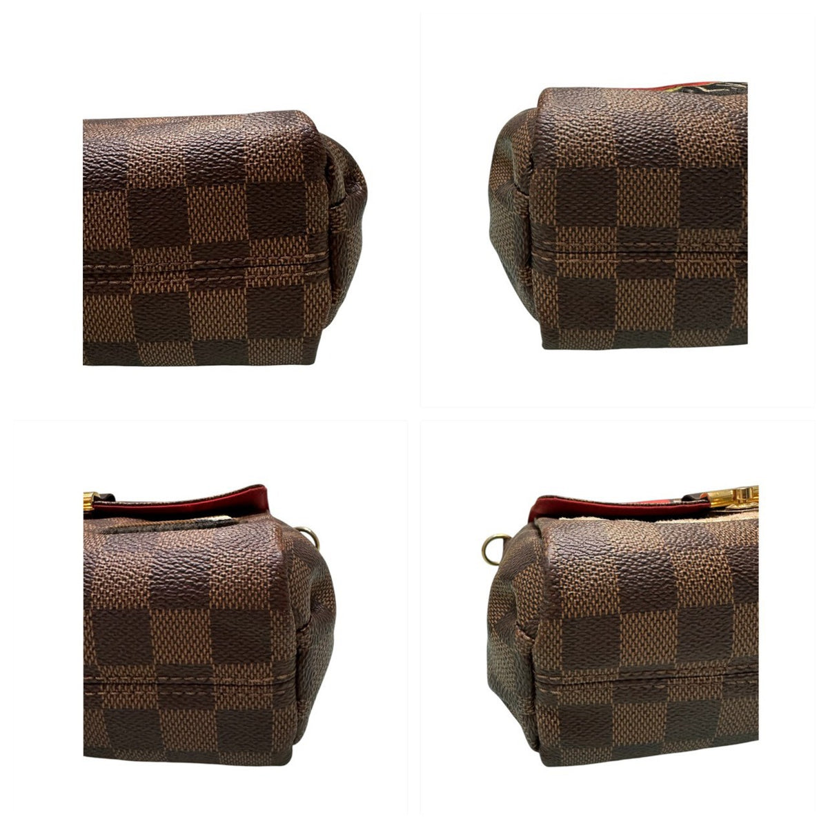 LOUIS VUITTON ルイヴィトン ダミエ クロワゼット ブラウン ゴールド金具 PVC N40055 ハンドバッグ ショルダーバッグ レディース AB