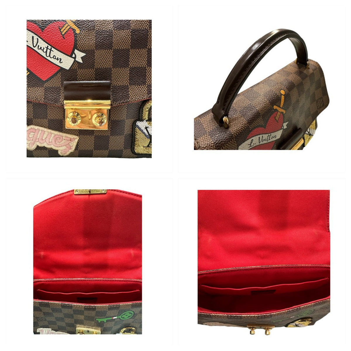LOUIS VUITTON ルイヴィトン ダミエ クロワゼット ブラウン ゴールド金具 PVC N40055 ハンドバッグ ショルダーバッグ レディース AB