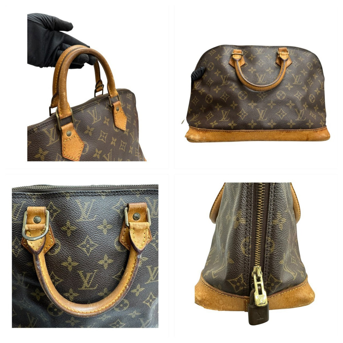 LOUIS VUITTON ルイヴィトン ヴィンテージ モノグラム ブラウン ゴールド金具 PVC M51130 ハンドバッグ レディース AB