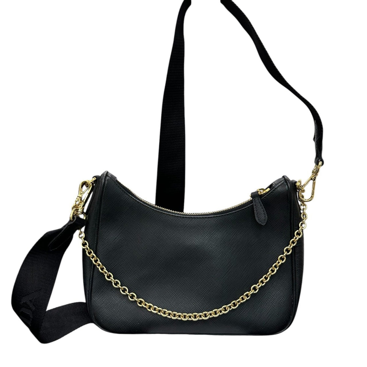 PRADA プラダ サフィアーノ Re-Edition2005 ブラック ゴールド金具 レザー 1BH204‐NZV‐FO632 ショルダーバッグ レディース A