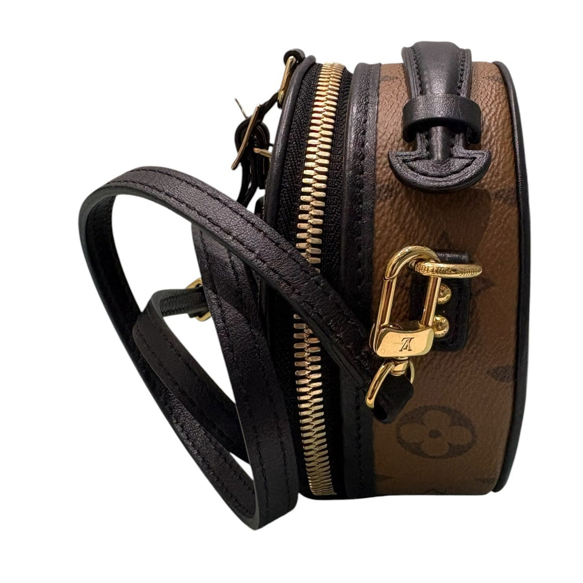 LOUIS VUITTON ルイヴィトン モノグラム ミニボワットシャポー ブラウン ゴールド金具 レザー / PVC M68276 ショルダーバッグ レディース A