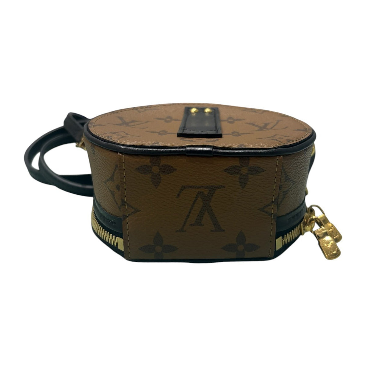 LOUIS VUITTON ルイヴィトン モノグラム ミニボワットシャポー ブラウン ゴールド金具 レザー / PVC M68276 ショルダーバッグ レディース A