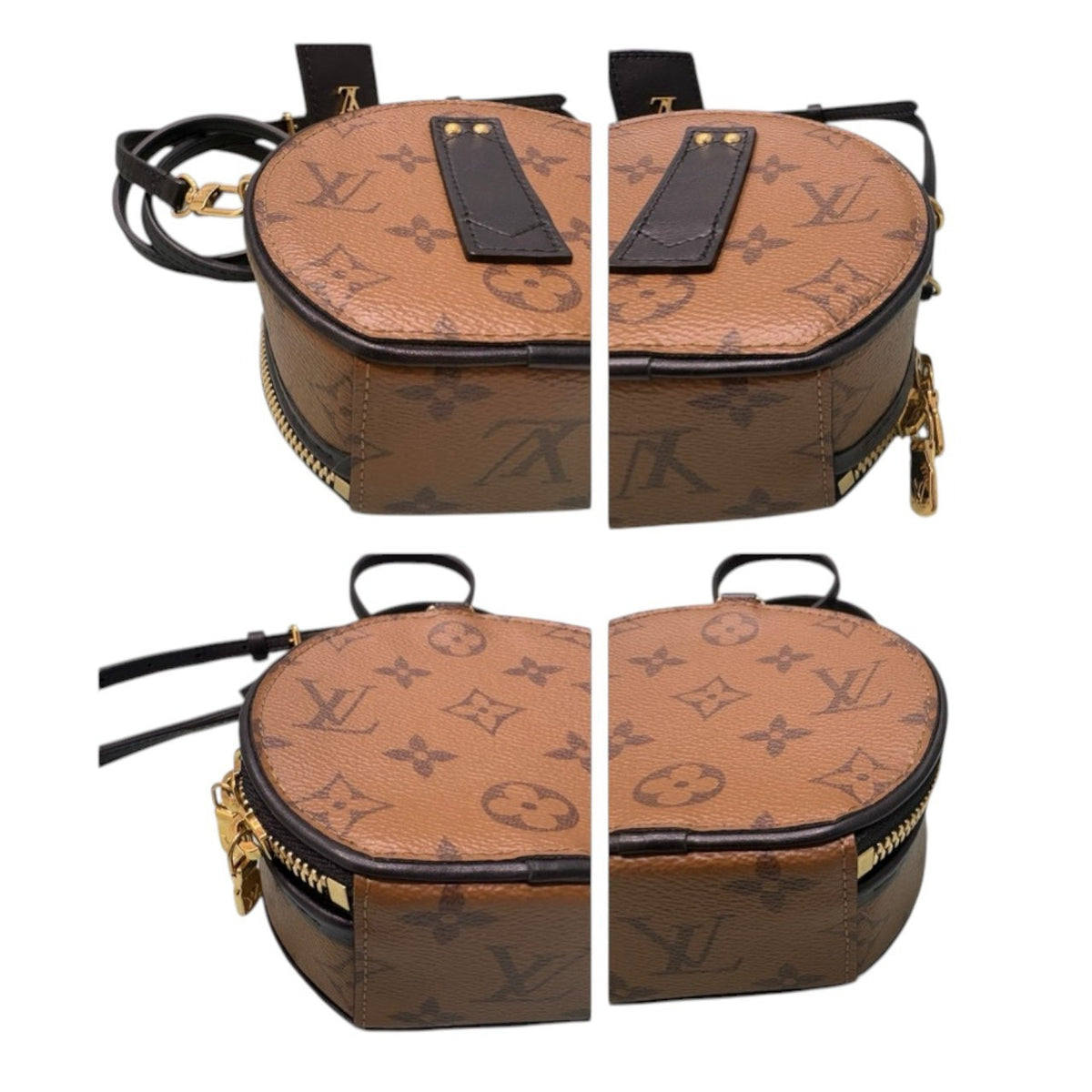LOUIS VUITTON ルイヴィトン モノグラム ミニボワットシャポー ブラウン ゴールド金具 レザー / PVC M68276 ショルダーバッグ レディース A