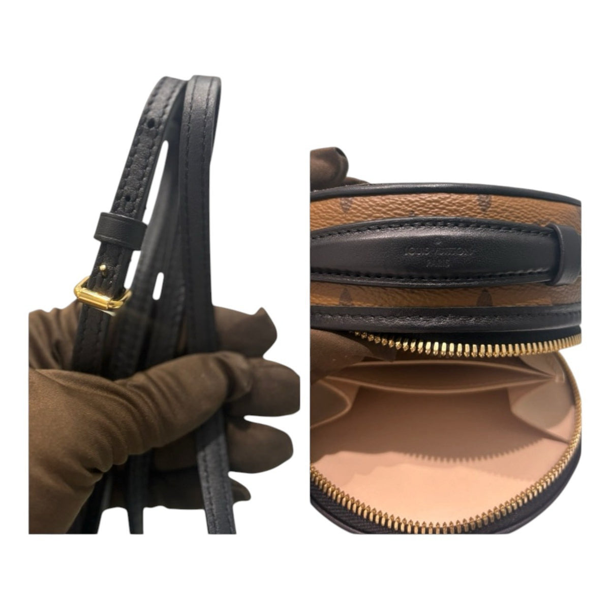 LOUIS VUITTON ルイヴィトン モノグラム ミニボワットシャポー ブラウン ゴールド金具 レザー / PVC M68276 ショルダーバッグ レディース A