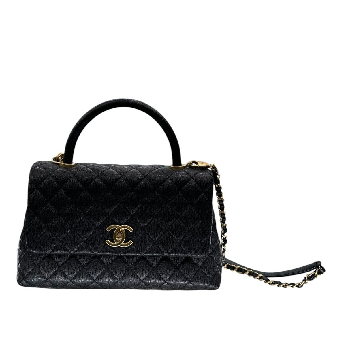 CHANEL シャネル キャビアスキン ココハンドル ブラック カーフ A92991 ショルダーバッグ ハンドバッグ レディース A