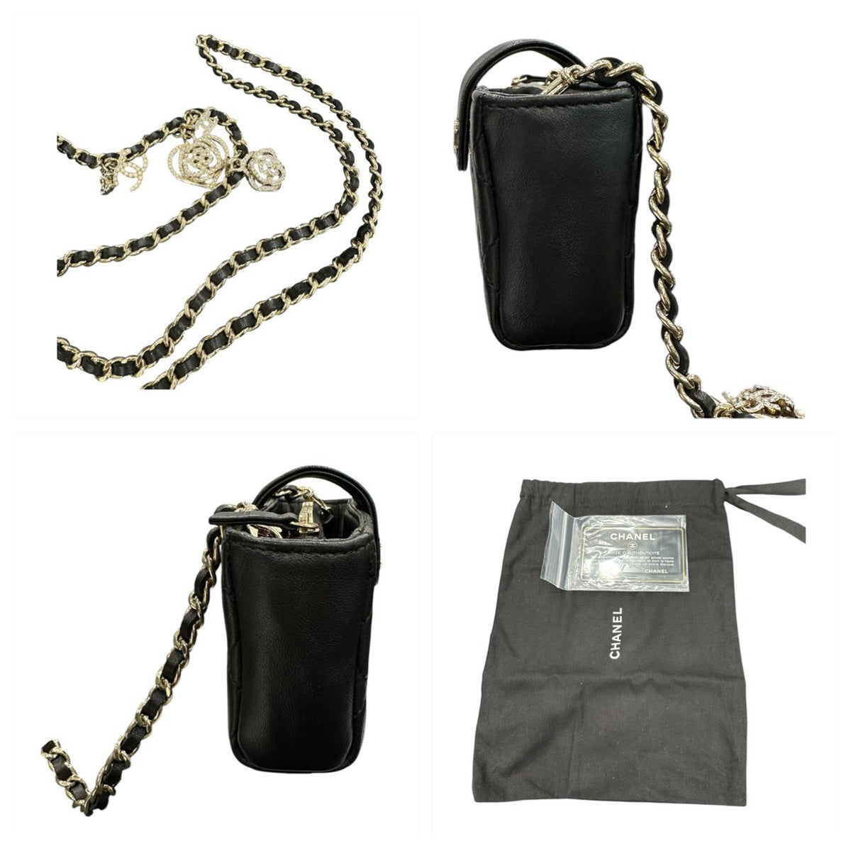 CHANEL シャネル ラムスキン マトラッセ ブラック ゴールド金具 レザー ショルダーバッグ レディース A