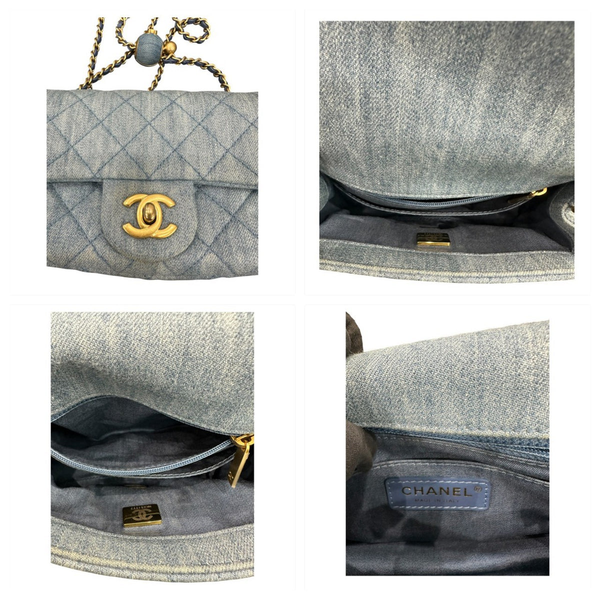 CHANEL シャネル デニム ブルー デニム ショルダーバッグ レディース AB