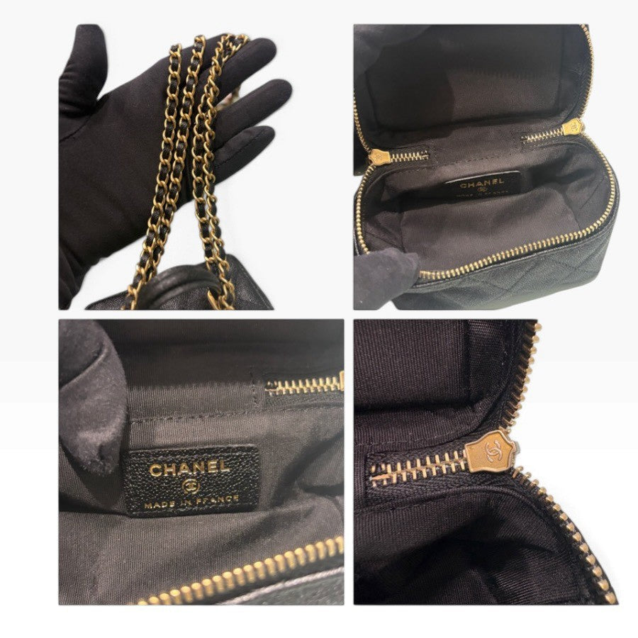 CHANEL シャネル キャビアスキン ブラック ゴールド金具 レザー AP2194 ショルダーバッグ ハンドバッグ レディース A