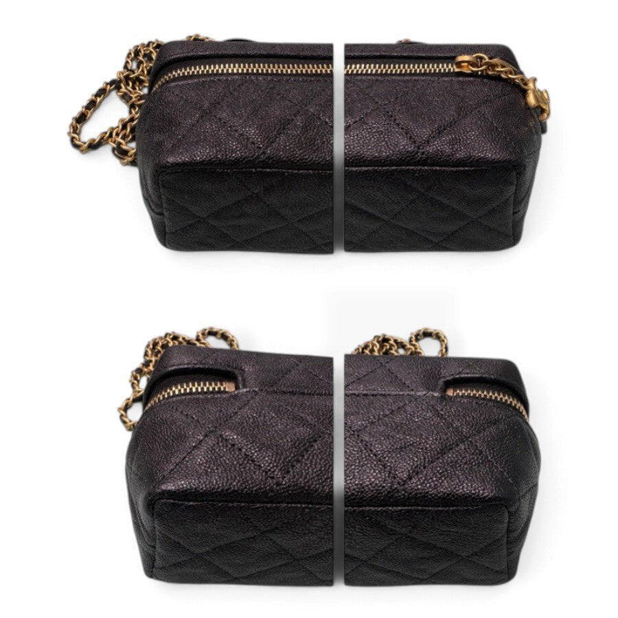 CHANEL シャネル キャビアスキン ブラック ゴールド金具 レザー AP2194 ショルダーバッグ ハンドバッグ レディース A