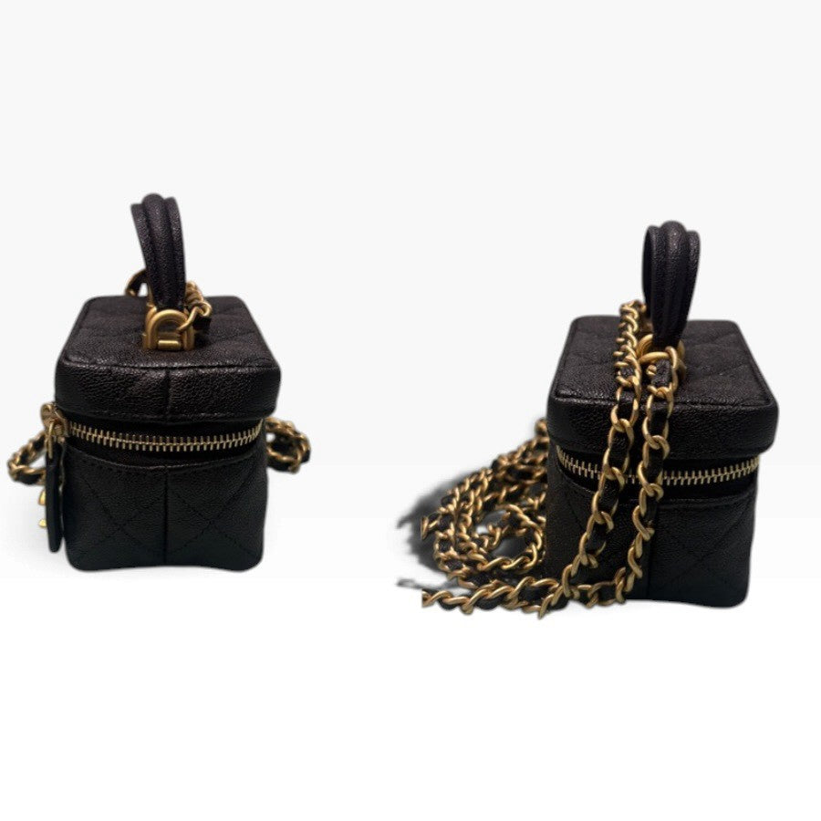 CHANEL シャネル キャビアスキン ブラック ゴールド金具 レザー AP2194 ショルダーバッグ ハンドバッグ レディース A