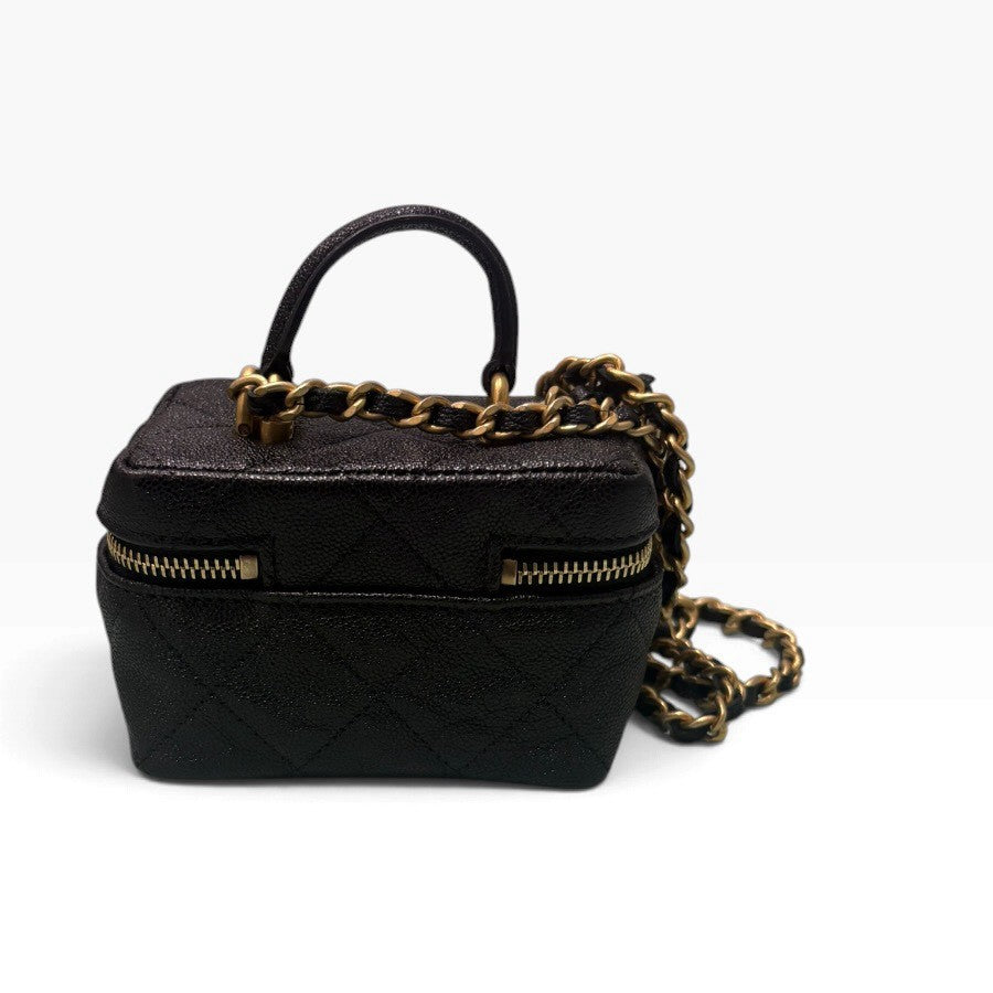 CHANEL シャネル キャビアスキン ブラック ゴールド金具 レザー AP2194 ショルダーバッグ ハンドバッグ レディース A