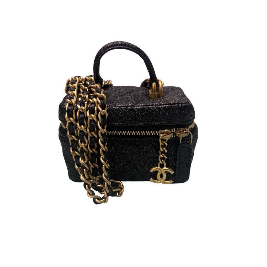CHANEL シャネル キャビアスキン ブラック ゴールド金具 レザー AP2194 ショルダーバッグ ハンドバッグ レディース A