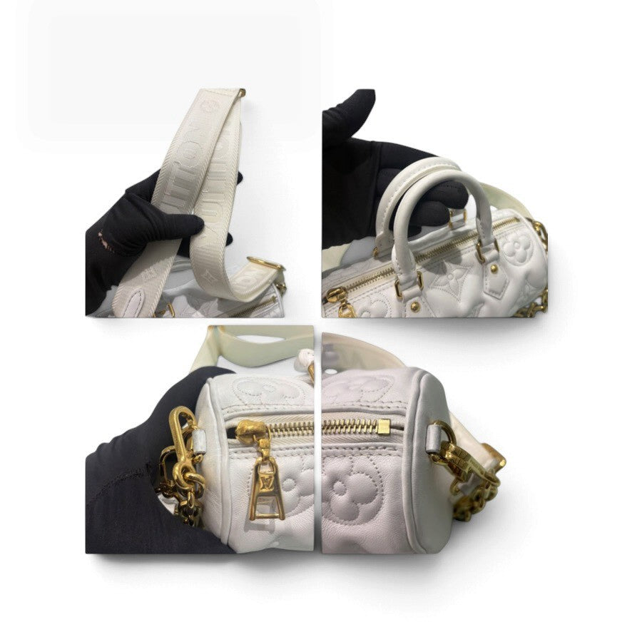 LOUIS VUITTON ルイヴィトン バブルグラム パピヨンBB ホワイト　ゴールド金具 レザー M59800 ハンドバッグ レディース AB