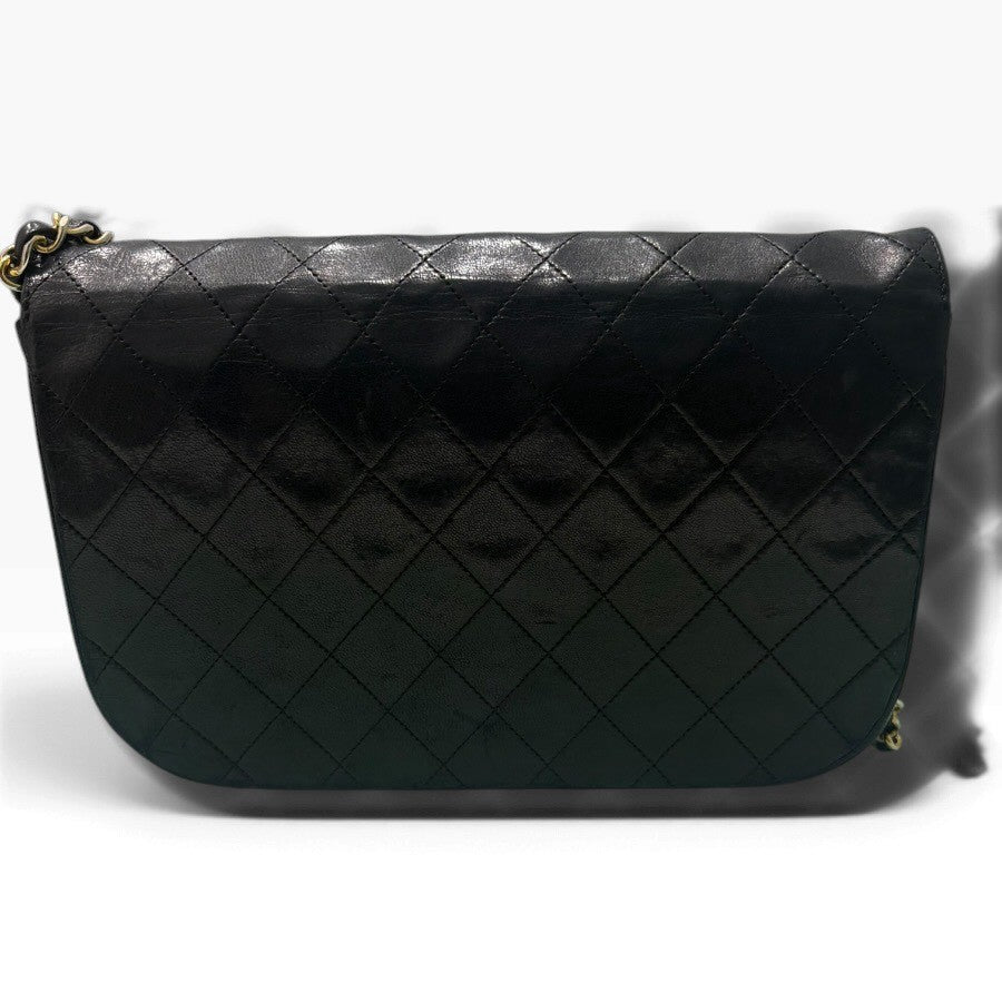 CHANEL シャネル マトラッセ ラムスキン ブラック ゴールド金具 レザー ショルダーバッグ レディース B